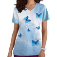 thumbnail image 1 of EGNMCR Sarraus pour Femmes Mode pour Femmes Col en V Imprimé Manches Courtes Poche Combinaison Haut Cadeaux pour Femmes, 1 of 4