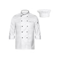thumbnail image 1 of dPois Men Personalized Chef Coat With Hat Unisex Chef Jacket Kitchen Work Uniform Hotel Restaurant Workwear White02 XXL, 1 of 7
