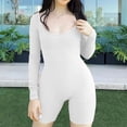 thumbnail image 2 of Womens Yoga Jumpsuits One Piece Workout Ribbed Long Sleeve Rompers Outfits U Neck Sport Exercise Jumpsuits Bodysuits, 2 of 7