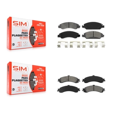 SIM Front Rear Semi-Metallic Brake Pads Kit for Car 2005-2006 Chevrolet Silverado 1500 GMC Sierra with Dual Piston Caliper Drum rear brakes KSM-100136