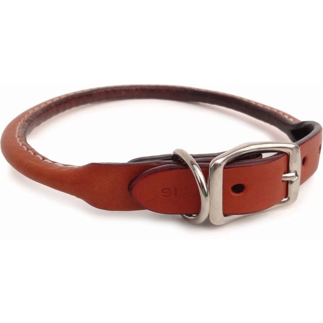 Auburn Leathercrafters Rolled Dog Collar - Tan - 10
