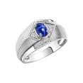 thumbnail image 3 of RYLOS Mens Rings 14K White Gold Ring 6X4MM Oval Shape Gemstone & Diamond Ring Blue Star Sapphire September Birthstone Rings For Man Gold Rings Size 8, 3 of 7