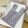 thumbnail image 4 of Xingzhi Women Handbag Tote Grid Pattern Shoulder Bag for Females Summer Pink Green, 4 of 8