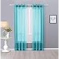 thumbnail image 3 of Interior Trends Ariana 2 Piece Sheer Voile Fully Stitched Window Panel Curtain Drape Set with Grommets (108" Length, Turquoise), 3 of 4