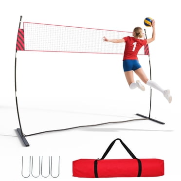 Yiwa Filet de Volleyball Réglable en Hauteur de 12 Pi, Ensemble Portable d'Entraînement Extérieur/intérieur avec Filet Durable 3 Plis et Poteaux en Fibre de Verre