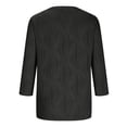 thumbnail image 4 of FAIWAD Hauts Texturés pour Femmes Été Chemises à Manches 3/4 Blouse Décontractée à Col Ras du Cou T-Shirts Basiques de Couleur Unie, 4 of 5