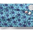 thumbnail image 3 of Soimoi Blue Velvet Fabric Leaves,Insect & Floral Artistic Print Sewing Fabric BTY 58 Inch Wide, 3 of 3