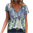 thumbnail image 2 of T-Shirts d'Été pour Femmes Grande Taille à Manches Courtes Femmes Blouse Imprimée d'Été T-Shirts Décontractés à Col en V T-Shirts à Manches Courtes Hauts T-Shirt à Col en V Femmes en Liquidation, 2 of 5
