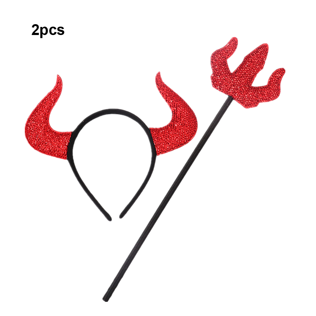 Becaristey 2pieces Classic Devil Horn Headband For Halloween And Cosplay Timeless