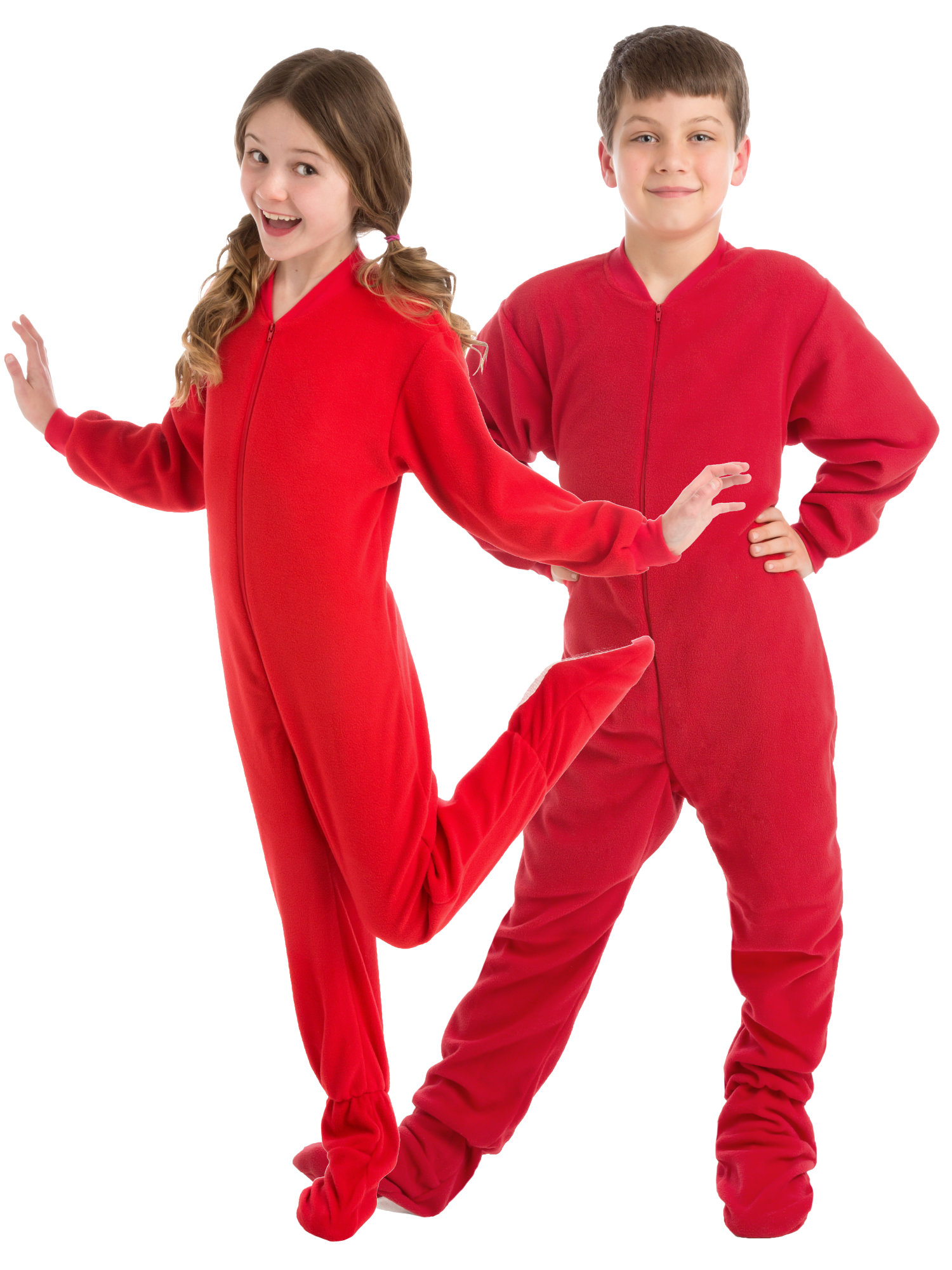 Big Feet PJs Big Boys Kids Red Fleece Footed Pajamas Sleeper