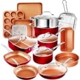 thumbnail image 1 of Gotham Steel Red 20 Piece Ceramic Nonstick Cookware and Bakeware Set Dishwasher Safe Oven Safe Pots Pans with Utensils, 1 of 7