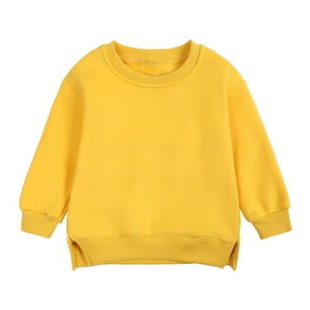 PMVFHDE Girls Tops Toddler Boys Girls Pullover Sweatshirt Children's Solid Plus Babies Color Tops Long Sleeve Coat Girls Tops Yellow,9-12 Months