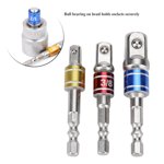 Nikou Barres d'extension - 3Pcs Adaptateur de socket d'extension de bit de drill de puissance pour perceuse sans fil avec anneau codé en couleur 1/4in 3/8in 1/2in Outils à tournevis