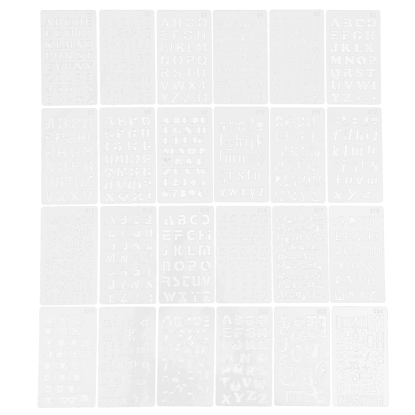 MasteelfCA 24PCS Hollow Painting Alphanumeric Template Stencil Alphabet Letter Number Planner Set Stencils Journal Notebook Diary Scrapbookin Crafting DIY Drawing Template Stencil (White)
