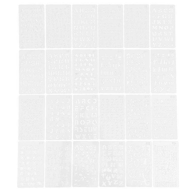 MasteelfCA 24PCS Hollow Painting Alphanumeric Template Stencil Alphabet Letter Number Planner Set Stencils Journal Notebook Diary Scrapbookin Crafting DIY Drawing Template Stencil (White)