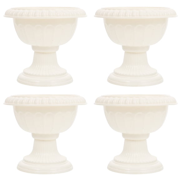 CIMAXIC 4Pcs Grecian Flower Pots European Style Planters Plastic Gardening Flowerpots,6.5"X6.5"X5.71"