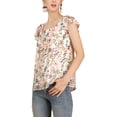 thumbnail image 4 of INSPIRE CHIC Blouse Fleurie pour Femme Été Décontractée Col Carré Chiffon Manches Courtes Chemises à Volants TP Blanc, 4 of 8