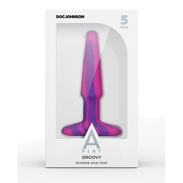A Play 5" Groovy Silicone Anal Plug - Multicolor/yellow