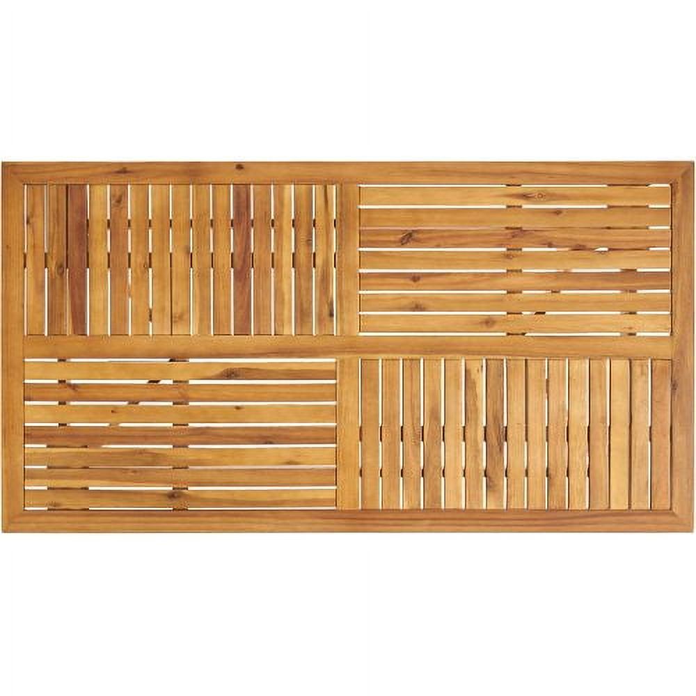 Homy Casa Table à Manger Extérieure en Acacia, 59 po, Table de Patio Rectangulaire à Lattes, Teck