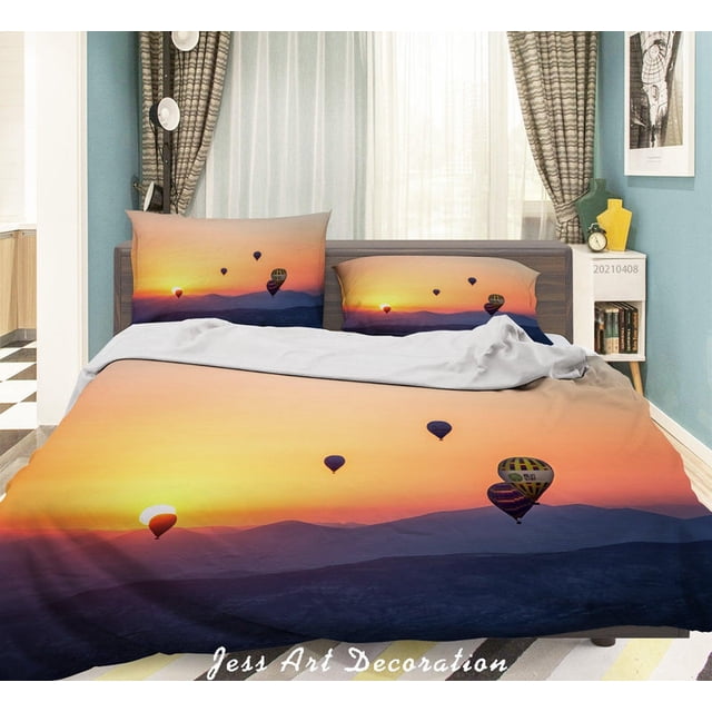 3D Sunset Sky Hot Air Balloon Quilt Cover Set Bedding Set Duvet Cover