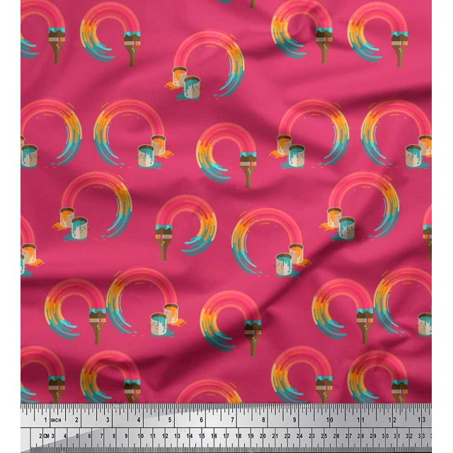 Soimoi polyester Crepe Fabric Swirls & Floral Artistic Fabric Prints By Yard 42 Inch Wide