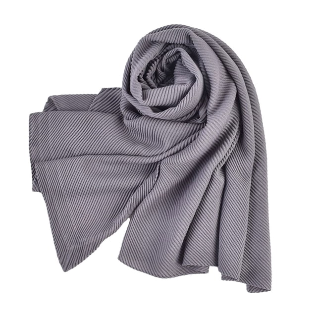 Youkk Classic And Fashionable Solid Color Scarf For Women Any Occasion R Single Color And Pleated Scarf dark grey