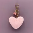 thumbnail image 3 of Women Heart Shaped Keychain Creative Fashion Pom Pom Key Ring Fluffy Car Charm, 3 of 10