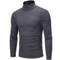 thumbnail image 2 of Chandails à Col Roulé pour Hommes à Manches Longues Chandails à Col Roulé pour Hommes à Manches Longues Couleur Unie Extensible Coupe Ajustée Haut de Base Blouse Chemises à Manches Longues pour Hommes, 2 of 6