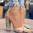thumbnail image 1 of LSLJS Women's Ethnic Suede Embroidered Strap High Heel Chunky Sandals, 1 of 9