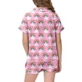 thumbnail image 4 of Ensemble de Sommeil Deux Pièces pour Filles, Pyjama à Manches Courtes à Boutons et Short, Imprimé Arc-en-Ciel, 4 of 4