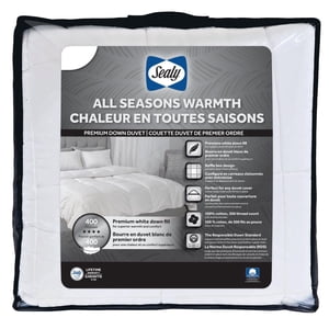 Sealy All Seasons Down Duvet, F/Q- Cotton Baffle Box Design Cover, Down Feather Fill
