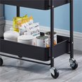 thumbnail image 3 of Pemberly Row 3-Tier Metal Storage Utility Rolling Cart with Foldable in Black, 3 of 14