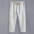 thumbnail image 4 of CHUANK Pantalons d'Été en Lin pour Hommes Pantalons Courts Droits Amples en Coton Lin Tendance Taille 5TG Pantalons Longs, 4 of 7