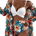 thumbnail image 4 of Women‘s High Waist Printed Three Piece Bikini With Mesh Cape Split Swimsuit, 4 of 7