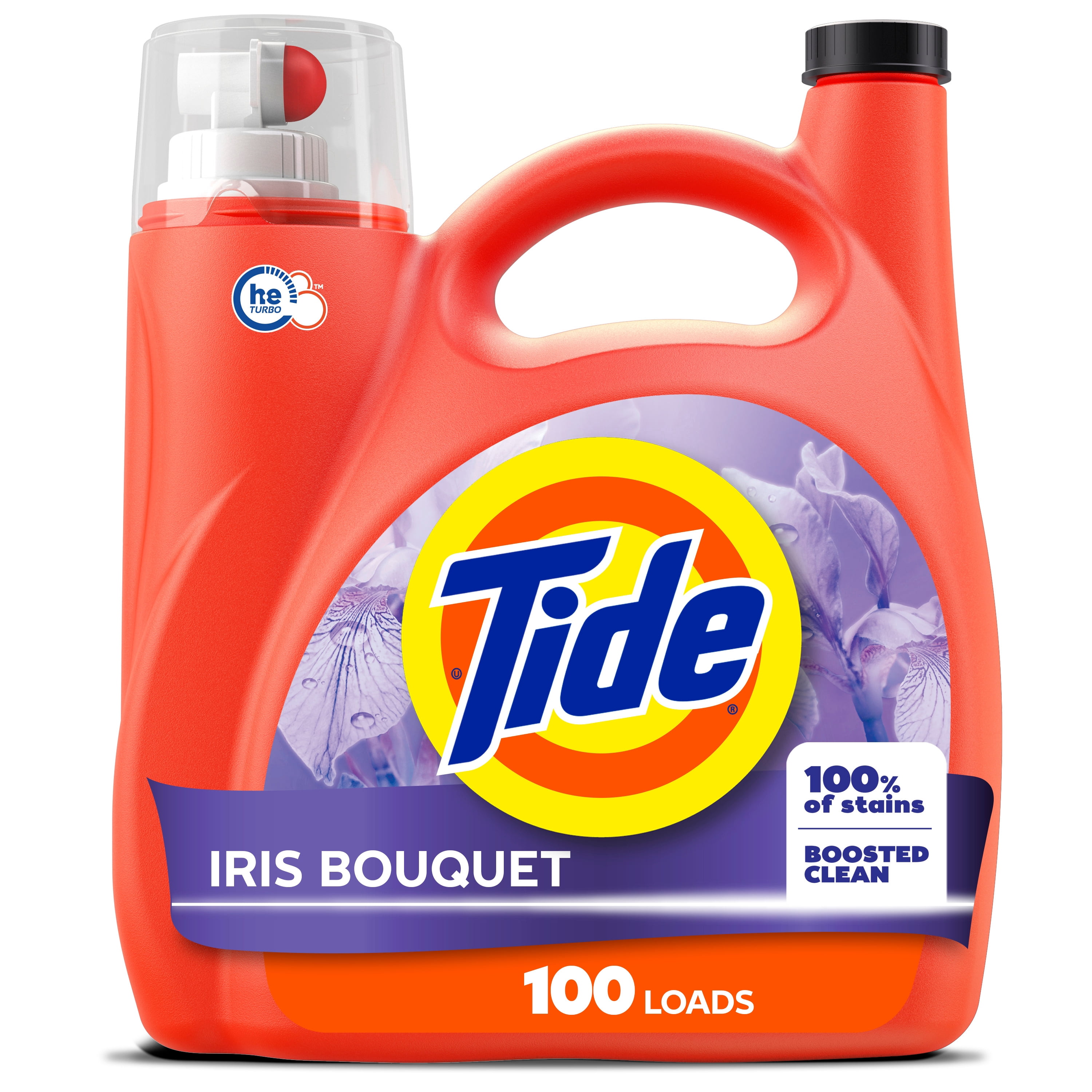 Tide Liquid Laundry Detergent, Iris Bouquet Scent, 125 Loads, 3.69 L, Boosted Clean even in cold water, laundry soap, concentrated liquid detergent