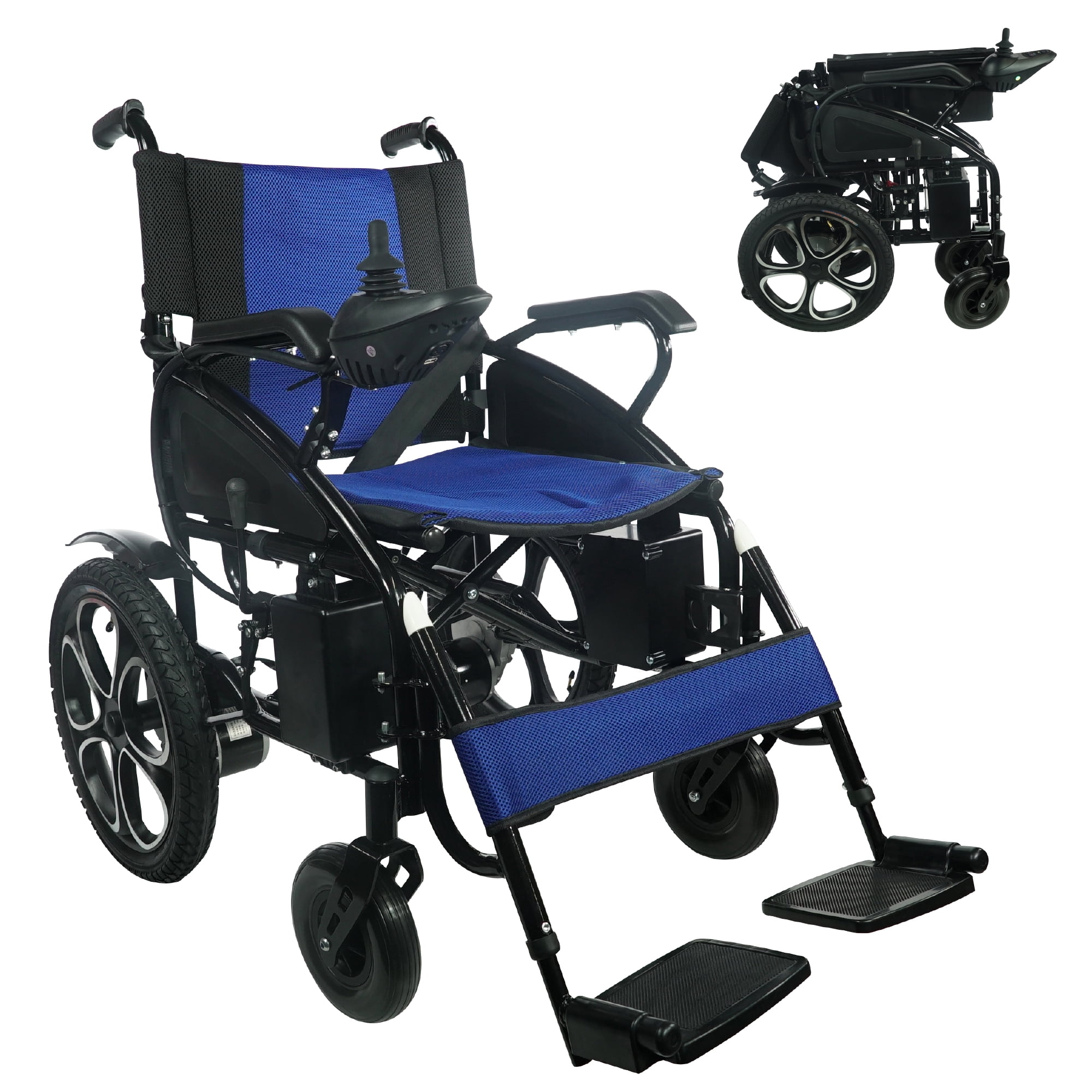 ComfyGO 6011 Fauteuil Roulant Électrique Motorisé Robuste, Bleu