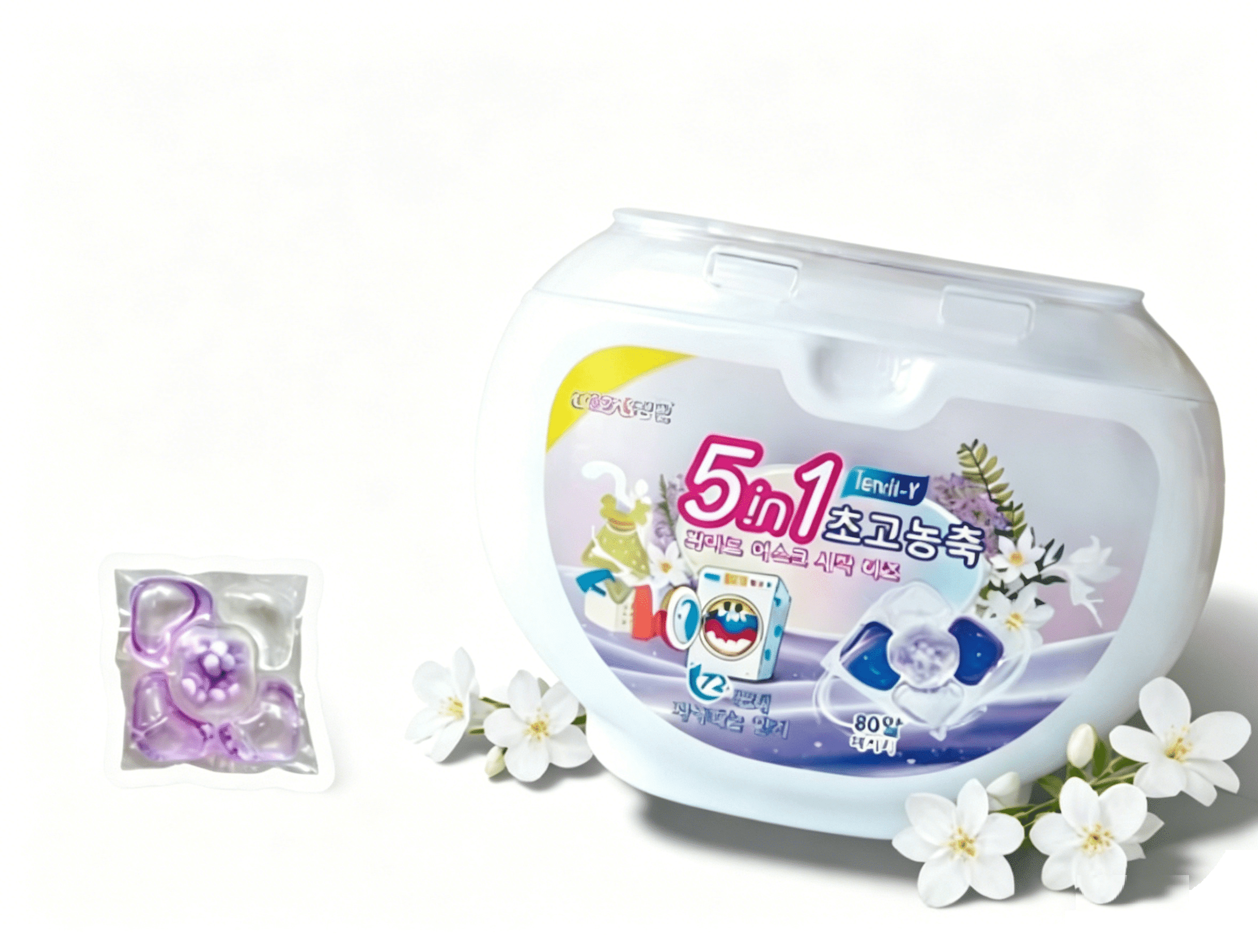 5-in-1 White Musk Laundry Detergent Pods with Fabric Softener & Scent Beads, Deep Cleaning Laundry Capsules for All Fabrics & Colors(RL 1 PC)