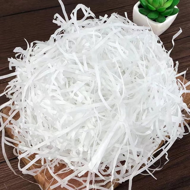 SNNROO Easter Basket Grass (White) Basket Filler Crinkle Cut Tissue Paper Recyclable Craft Shred Confetti Raffia Paper Filler for Valentine‘s Day Gift Box Wrapping Packing Filling 10