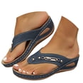 thumbnail image 1 of Womens Wedge Orthopedic Flip Flops Slides Sandals for Plantar Fasciitis Comfortable Walking Dress Slip on, 1 of 7