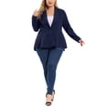 thumbnail image 2 of Agnes Orinda Women's Plus Size Blazer Button Notch Panel Ruffle Peplum Blazers 3X Navy Blue, 2 of 8