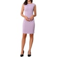 thumbnail image 2 of INSPIRE CHIC Robe Fourreau pour Femme Sans Manches à Encolure Bateau Robe de Bureau Violet Pâle S, 2 of 6