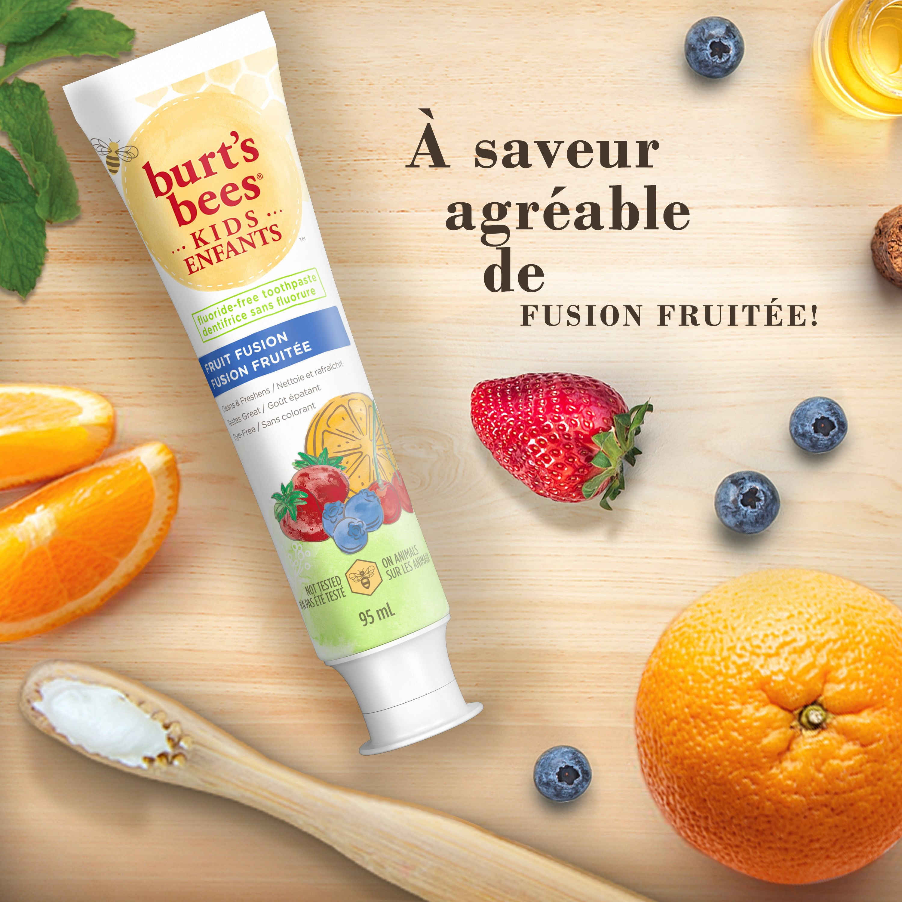 Burt's Bees Dentifrice pour Enfants, Sans Fluorure, Fusion Fruitée95ml
