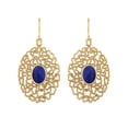thumbnail image 1 of Boucles d'Oreilles de Mariage pour Femme en Argent Sterling 925 Vermeil Or Ovales Lapis 7x5 mm à Filigrane, 1 of 4