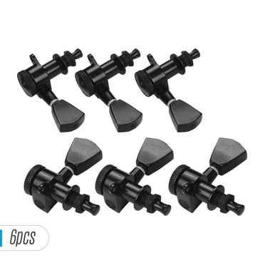 Yeacher 6 Pcs 3L3R Chevilles d'Accordage de Cordes de Guitare Verrouillage Accordeurs Têtes de Machine Boutons pour Guitares Acoustiques Électriques Accessoires de Remplacement avec Vis de Montage et Embouts Noir