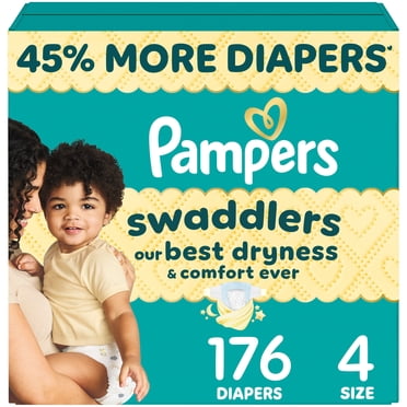 Pampers Swaddlers Diapers, Size 4 (15-34 lbs), Absorbent, Keeps Baby Dry and Comfortable, Skin Safe Disposable Baby Diaper