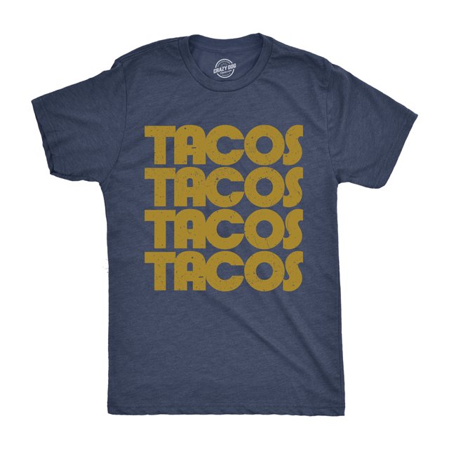 Mens Tacos Tacos Tacos T Shirt Funny Retro Tee for Guys (Navy) - S