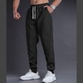 thumbnail image 3 of Ceisia Men Solid Color Loose Casual Pants Elastic Waist Drawstring Sports Gift Work Trousers, 3 of 4