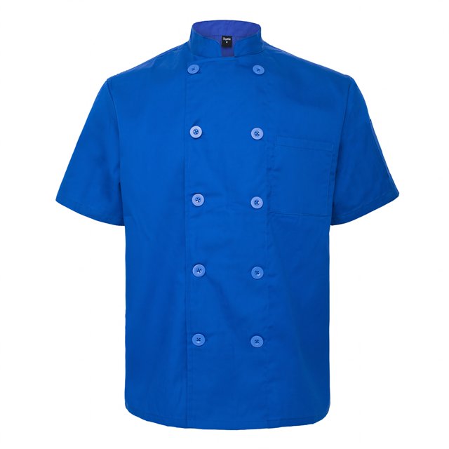 TOPTIE Veste de Chef Unisexe à Manches Courtes, Bleu Royal