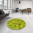 thumbnail image 4 of Ahgly Company Tapis de Zone Rond d'Intérieur Lavable à la Machine, Transitionnel, Jaune Néon Vert, 4 Pieds Rond, 4 of 7
