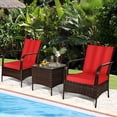 thumbnail image 3 of Gymax Ensemble de Conversation en Rotin pour Patio 3 Pcs Ensemble de Meubles d'Extérieur avec Table Coussins, 3 of 10